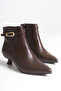 Women's Brown Side Buckle Short Ankle Boots