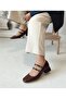 199 K. Double Barrel Short Heel Square Toe Women's Shoes Brown - 4