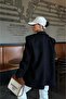 Black Women's Cashemere Blazer Buttoned Lined Jacket - 4