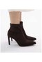 Brown Suede Stretch 8.5 cm Thin Heel Pointed Toe Women's Short Boots - 6