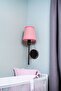 Polen Single Black Painted Children's Room Wall Lamp (with Pink Conical Lamp Shade) - 5