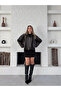 Women's Oversized Leather Jacket – Oversized Relaxed Fit, Zippered Belt Detail Everyday Women's Jacket - 6