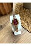Vintage Gold-Silver Inside Burgundy Women's Wristwatch - 4