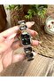 Black Gold Color Design Women's Wristwatch with Crystal Cut Stone - 6