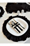 6-Piece Stripe Linen 3-Compartment Cutlery Case - 2