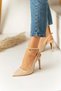 Beige Snake Skin 10.5cm Pointed Toe Stiletto Thin Heels Women Shoes - 3