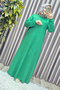 Women's Hijab Clothing Plus Size Green Dress - 6