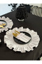 6-Piece Ivory Linen Round Ruffled White American Dinner Set / Serving Set - 5