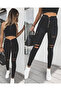 Women's 5-button v detail waist ripped jeans - 3