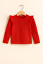 Girl's 3-Piece Long Sleeve Ribbed Bodysuit Set - Red Pink Black - Ruffle Detailed Soft - 5
