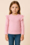 Girl's 3-Piece Long Sleeve Ribbed Bodysuit Set - Red Pink Black - Ruffle Detailed Soft - 8