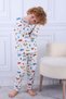 104 Boys' Long Sleeve Crew Neck Pajama Set-White