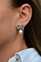 Zircon Stone Bow Model Pearl Earrings – Stylish and Long-Lasting Elegant Earrings - 6