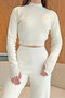 Finger-Through Crop Sweater Pants Women's Knitwear Set - 2