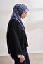 Monogram Patterned Imported Voile Shawl - Indigo - 3
