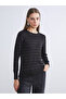 Rmz Gi̇yi̇m Farkiyla Zero Roba Collar Striped Women's Knitwear Sweater
