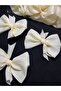 Cream Grosgrain Ribbon Bow 4cm 5 Pieces – Decorative Ornament, Craft and Hobby Material - 3