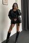 Elvera Street Style Belted Black Leather Jacket - 5