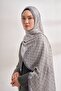 Monogram Patterned Imported Voile Shawl - Silver - 2