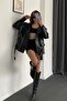 Elvera Street Style Belted Black Leather Jacket - 7