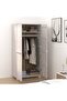 Wardrobe HAMAR White 89x50x180 cm Solid Wood Pine - 6