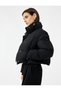 Mock Neck Long Sleeve Water Repellent Crop Puffer Coat - 3