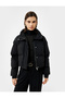 Mock Neck Long Sleeve Water Repellent Crop Puffer Coat