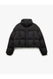 Mock Neck Long Sleeve Water Repellent Crop Puffer Coat - 4