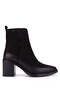 Women's Genuine Leather Black Nubuck Heeled Boots