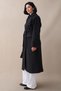 Black Cashmere Coat with Epaulettes on the Collar and Flap Pocket - 5