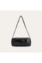 Women's Black Wrinkled Leather Look Baguette Handbag