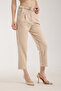 Suede Fabric Belted Pleated Women Pants - 6