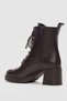 Arlea Genuine Leather Women's Boots with Laces and Side Zipper - Brown - 4