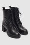 Arlea Genuine Leather Women's Boots with Laces and Side Zipper - Black - 4