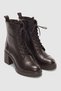 Arlea Genuine Leather Women's Boots with Laces and Side Zipper - Brown