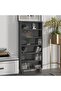 CD Cabinet HAMAR Dark Grey 45x18x100 cm Solid Wood Pine