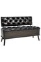 Storage Bench with Backrest 110 cm Black Faux Leather