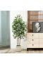 180cm Ficus Artificial Tree – Natural Trunk & Lifelike Leaves. Chic Ramadan home/office decor. - 7