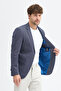 Valdo Men's Navy Blue Polyviscon Fabric Mono Collar Slim Fit Sports Blazer Jacket - 7