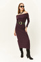 Women's Plum Madonna Collar Flexible Fleece-Lined Long Dress Elb-19002558 - 2