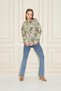 Women's Khaki Multi-Colored Ethnic Patterned Oversize Lumberjack Shirt with Pockets - 5