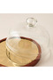 Embossed Wooden Cake Stand with Glass Dome - 16x16x9 cms - 3