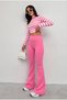 Fishing Neck Sharted Long Sleeve Striped Crop Body Spanish Leg Leggings Suit - 8