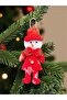 Christmas Pine Tree Ornament Snowman Plush with Red Bow Tie Model Hanging Ornament 17 cm Christmas Decor