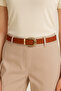 Women's Faux Leather Belt with Patterned Buckle – for Stylish and Elegant Everyday Outfits - 2