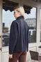 Women's Lightweight Flexible Nubuck Fabric Collared Pocketed Drop Shoulder Long Sleeve Jacket Coat-Black - 5