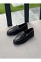 Black Leather Buckle Women's Casual Shoes - 5