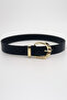 Women's Faux Leather Belt with Patterned Buckle – for Stylish and Elegant Everyday Outfits