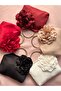 Burgundy Gold Metal Handle 3D Rose Motif Flower Handbag |   Wedding/Invitation Packages - 7
