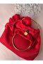 Red Gold Metal D Handle 3D Rose Motif Flower Handbag |   Wedding/Invitation Packages - 5